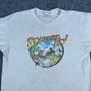 Hanes T-Shirt Mens XL White Sonward Ho Cowboy Vintage USA Graphic Tee